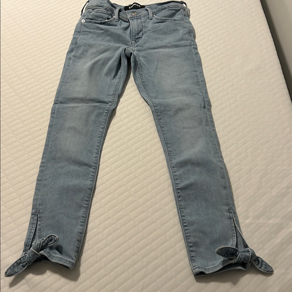 Express Light Blue Denim with Button Detail